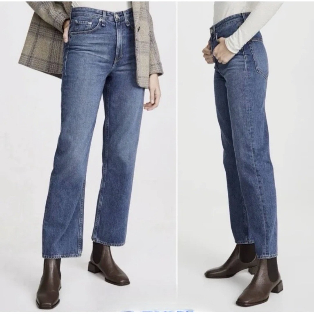 Rag & Bone Ruth Straight Jeans Womens 31 Cotton Blue High Rise Baywater Wash